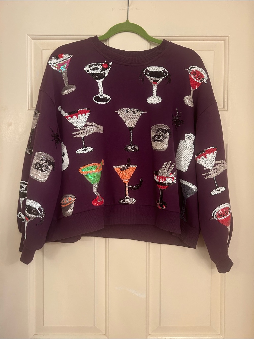 Queen OF SPARKLES DARK PURPLE SPOOKY SPIRITS SWEATSHIRT XS